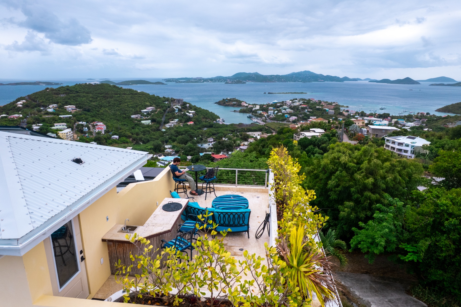 Rooftop terrace with Cruz Bay view